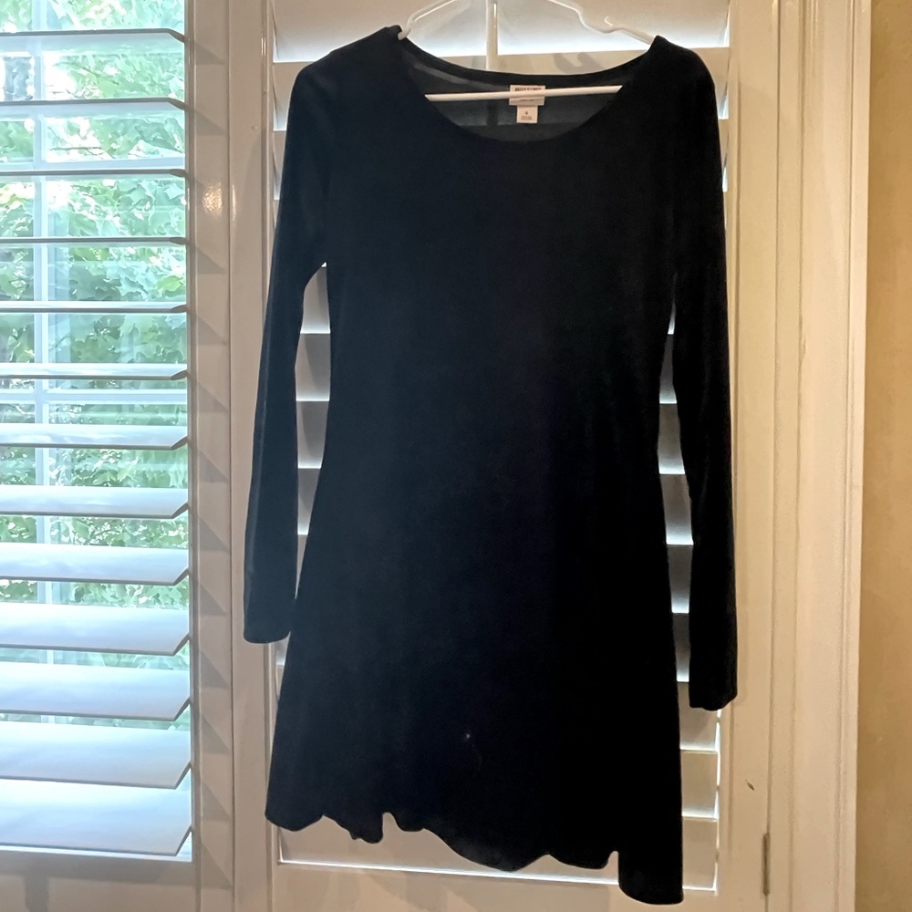 Velvet long sleeve black skater dress
